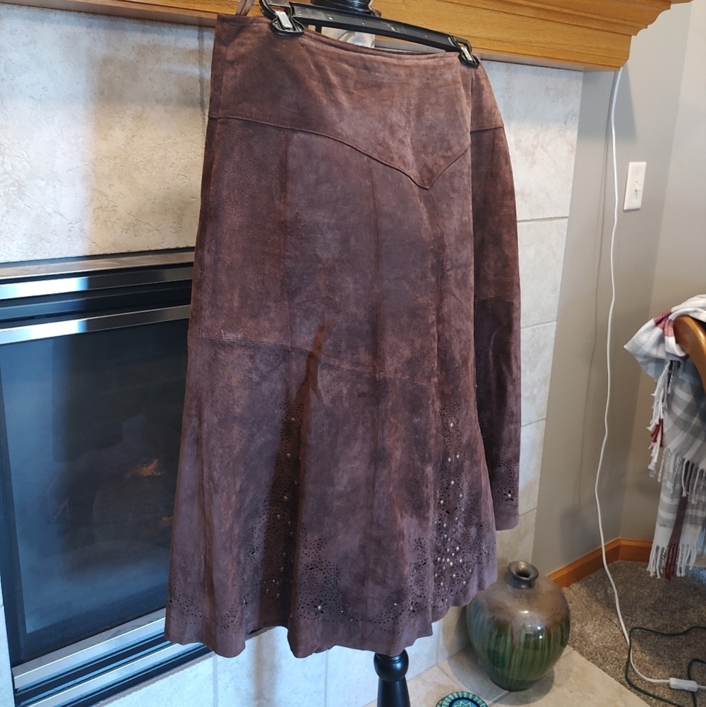 Leather Brown Petite Large Skirt! - Picture 2 of 12